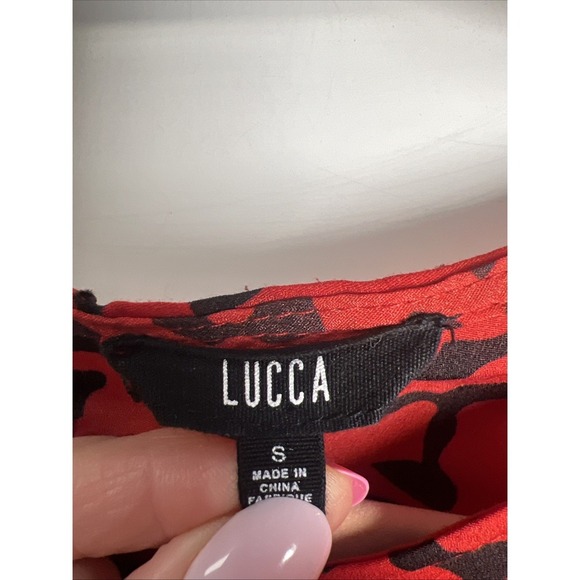 Lucca Leopard Print Oversized Batwing Sleeve Top Size Small Red & Black - Picture 2 of 8